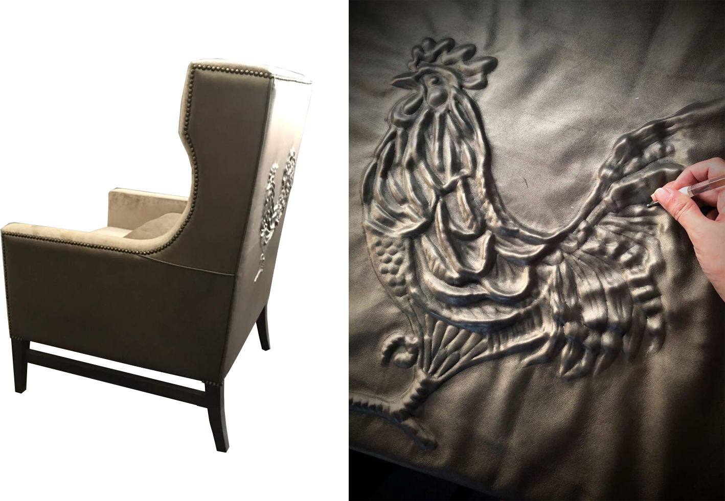 Chair - Rooster Wing Chair - Luxury-furniture-details - THOMAS & GEORGE ARTISAN FURNITURE - Thomas & George Fine Furniture Inc.